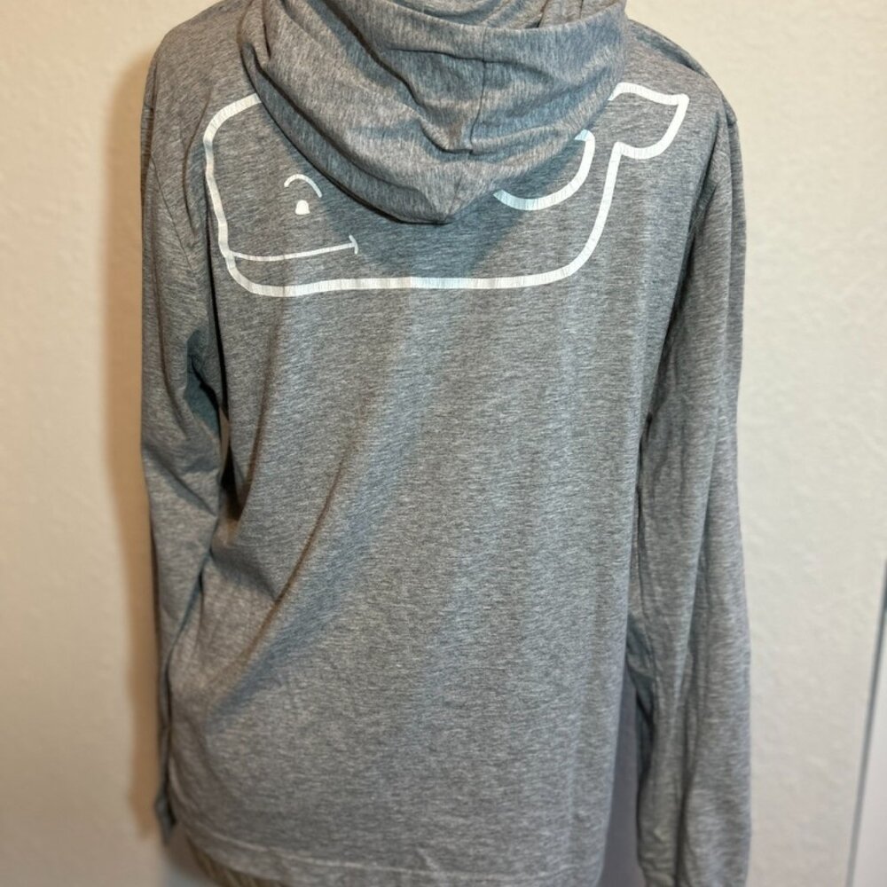 Vineyard Vines Hooded Shirt Gray Long Sleeve Graphic Pocket, Size S